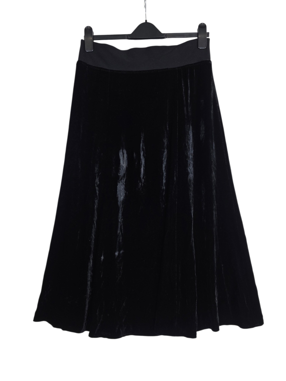 Eileen Fisher Silk blend Black Velvet A-Line Midi Skirt